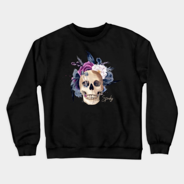 Beige Creative Skull Halloween Crewneck Sweatshirt by ACH PAINT